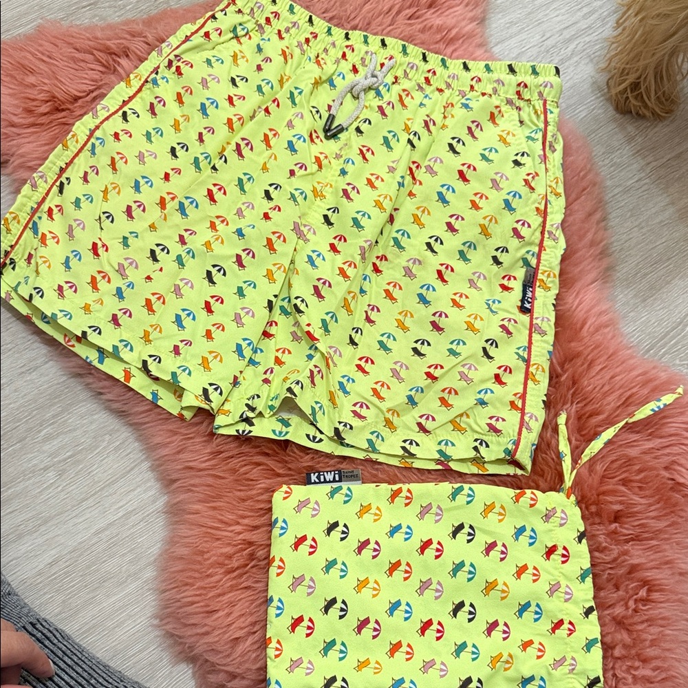 Kiwi Bright Fish Pattern Swim Shorts
